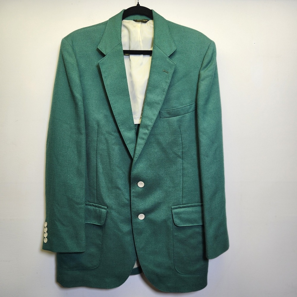 Vintage Focus Green Hopsack Blazer Mens sport Coat Golf Country Club Masters 42L